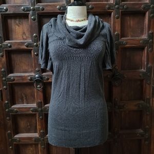 Max Studio Gray Cowl Neck Flutter Sleeve Blouse